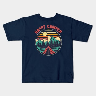 Happy Camper Fun Retro Illustration Kids T-Shirt